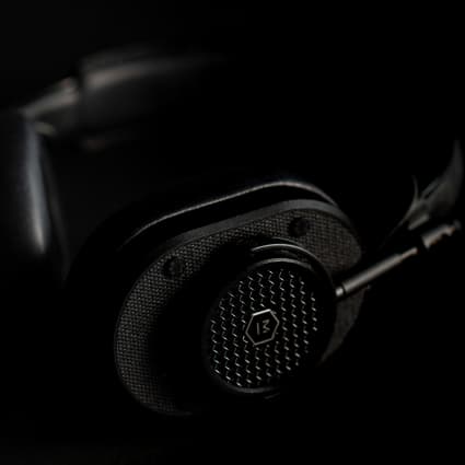 A pair of black headphones